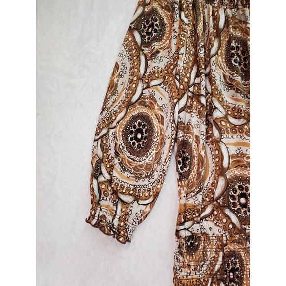 Essentials by Milano Blouse Top Womens Large Multi Geo Print Long Sleeve Pleated - Picture 5 of 8